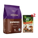 Кофе в зернах и 2 кокосовых молока